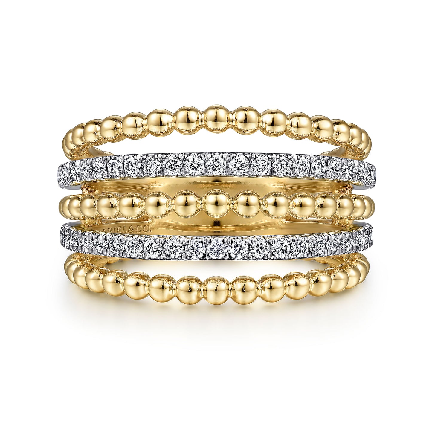Easy-Stack Ring 14K White and Yellow Gold Diamond 0.65ct