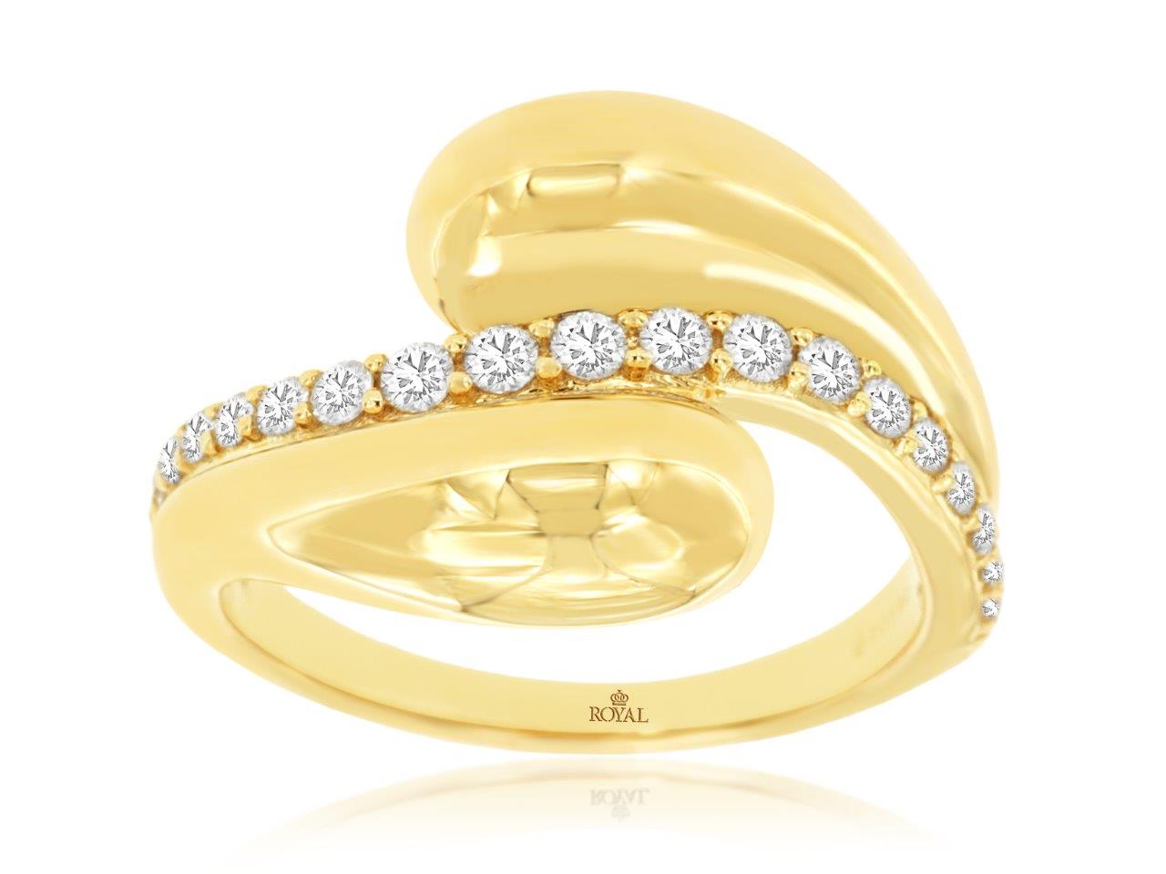 14K Yellow Gold Bold Diamond Bypass Ring