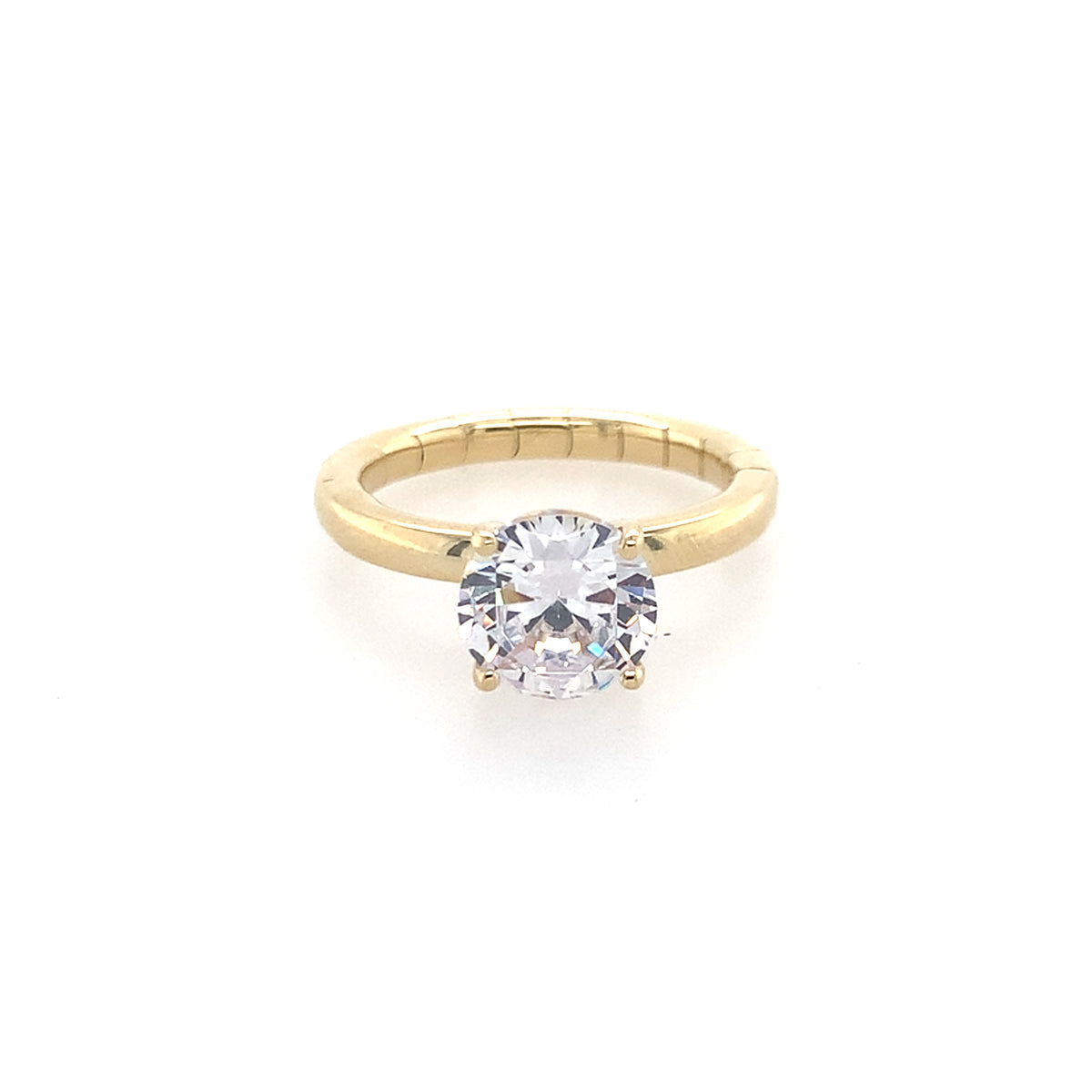14K Yellow Gold Solitare Comfort Fit Stretch Shank Ring