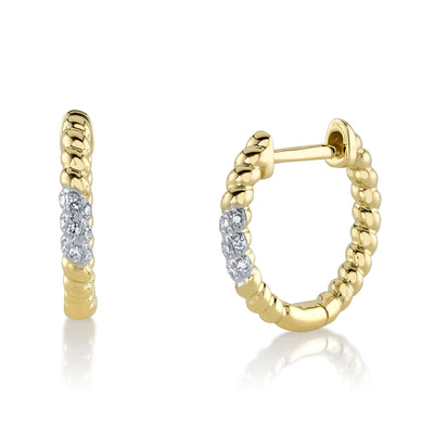 Shy 14Ky Diamond Beaded Huggie Earrings