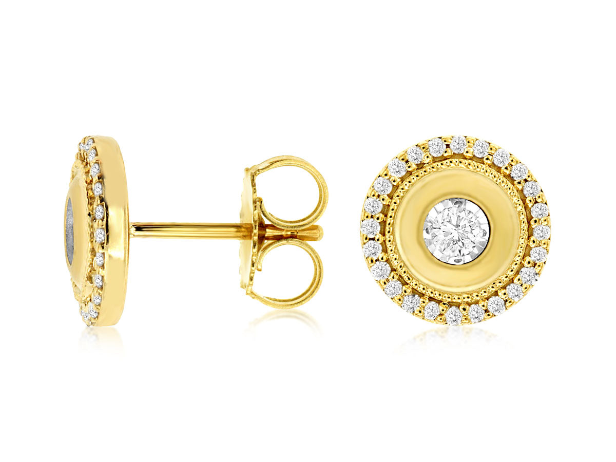14K Yellow Gold Diamond Stud Earrings