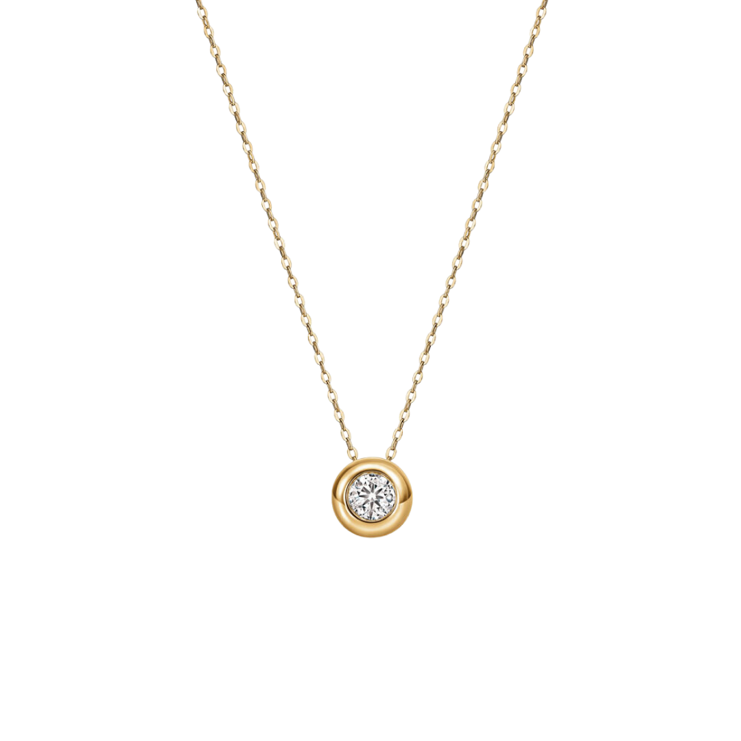 Hearts On Fire 18K Yellow Gold Dream Puffed Bezel Diamond Solitaire Necklace