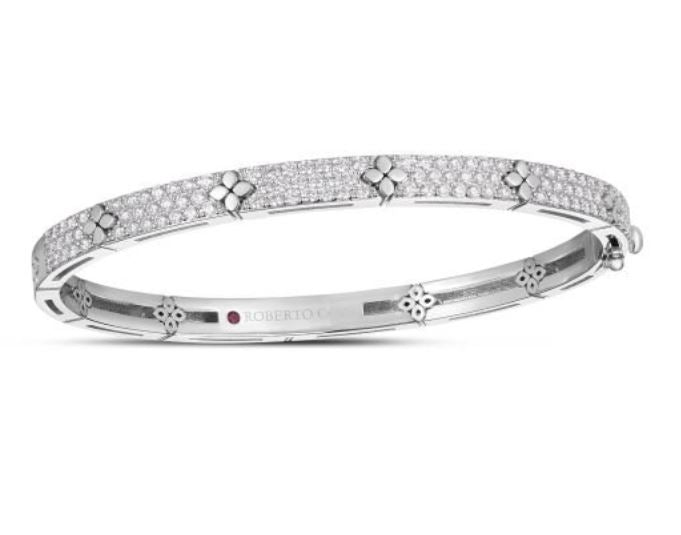 Roberto Coin Love In Verona Diamond Flower Bangle
