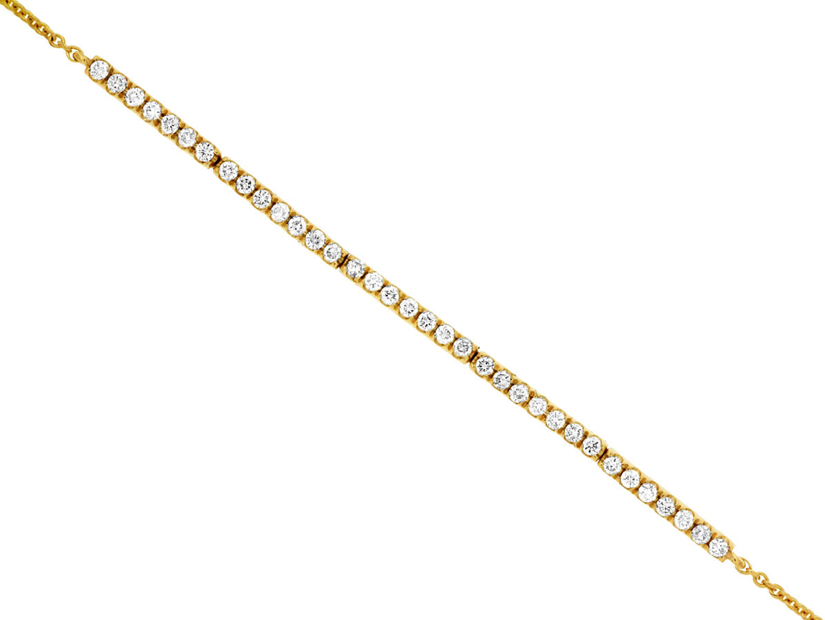 14K Yellow Gold Diamond Bar Station Bracelet