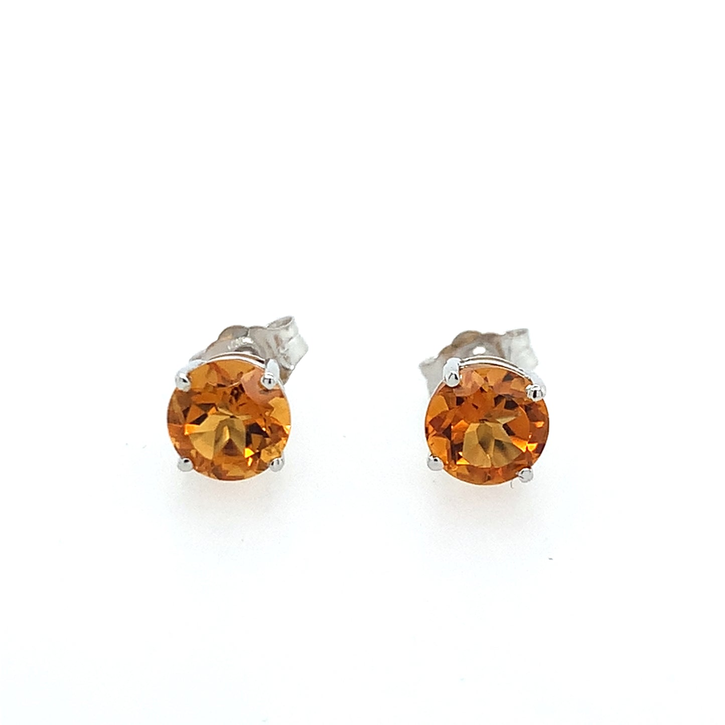 14K White Gold Citrine Stud Earrings