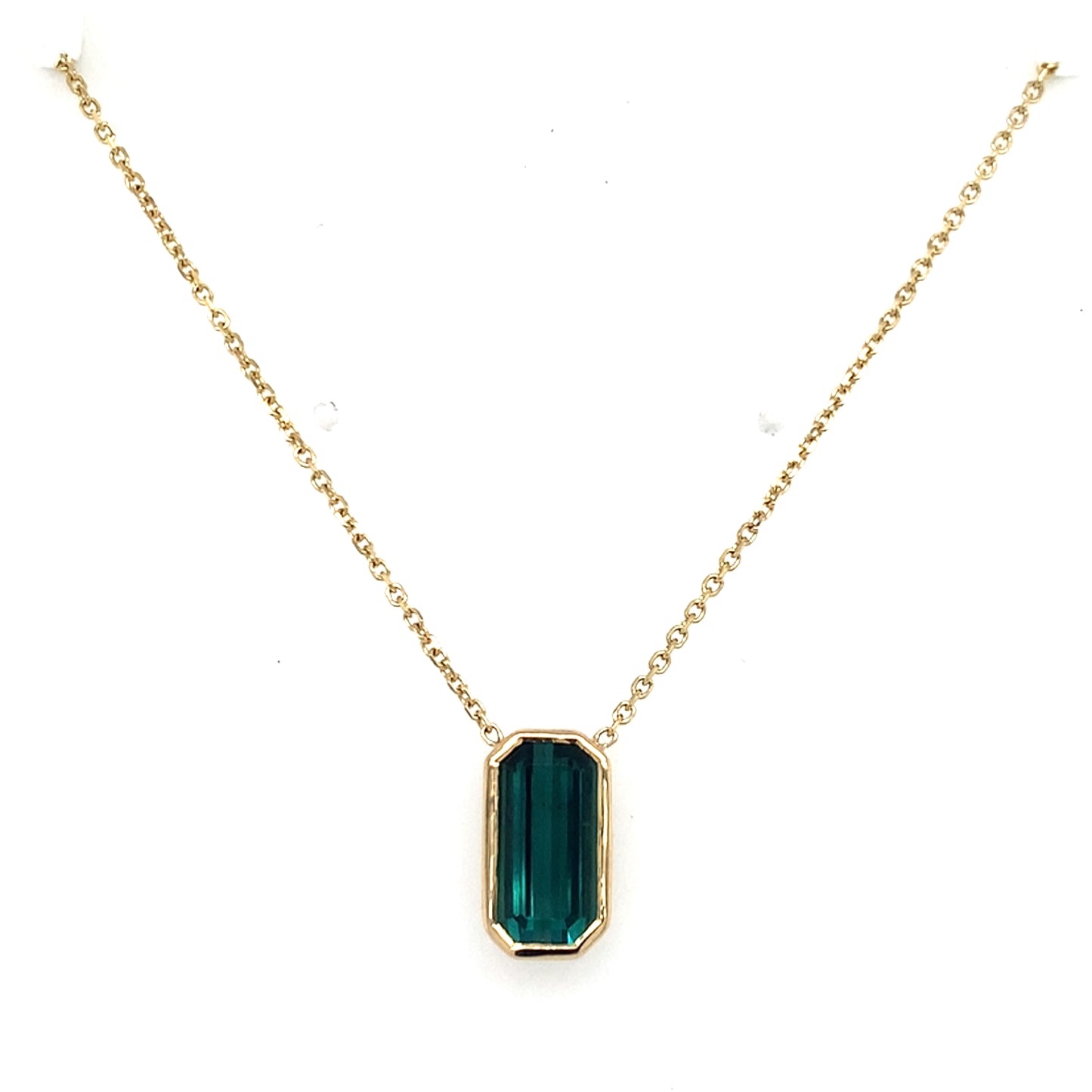 14K Yellow Gold Elongated Tourmaline Necklace