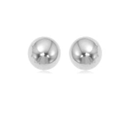 14K White Gold Ball Earrings