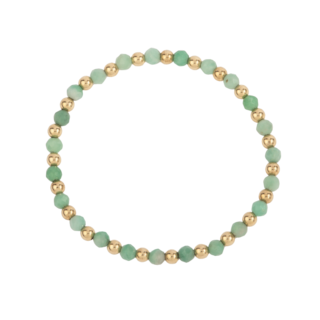 Dee Berkley Emerald Beaded Bracelet With Alternating Gold Filled Beads