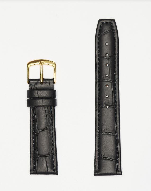 18Mm Genuine Black Calfskin Watch Strap