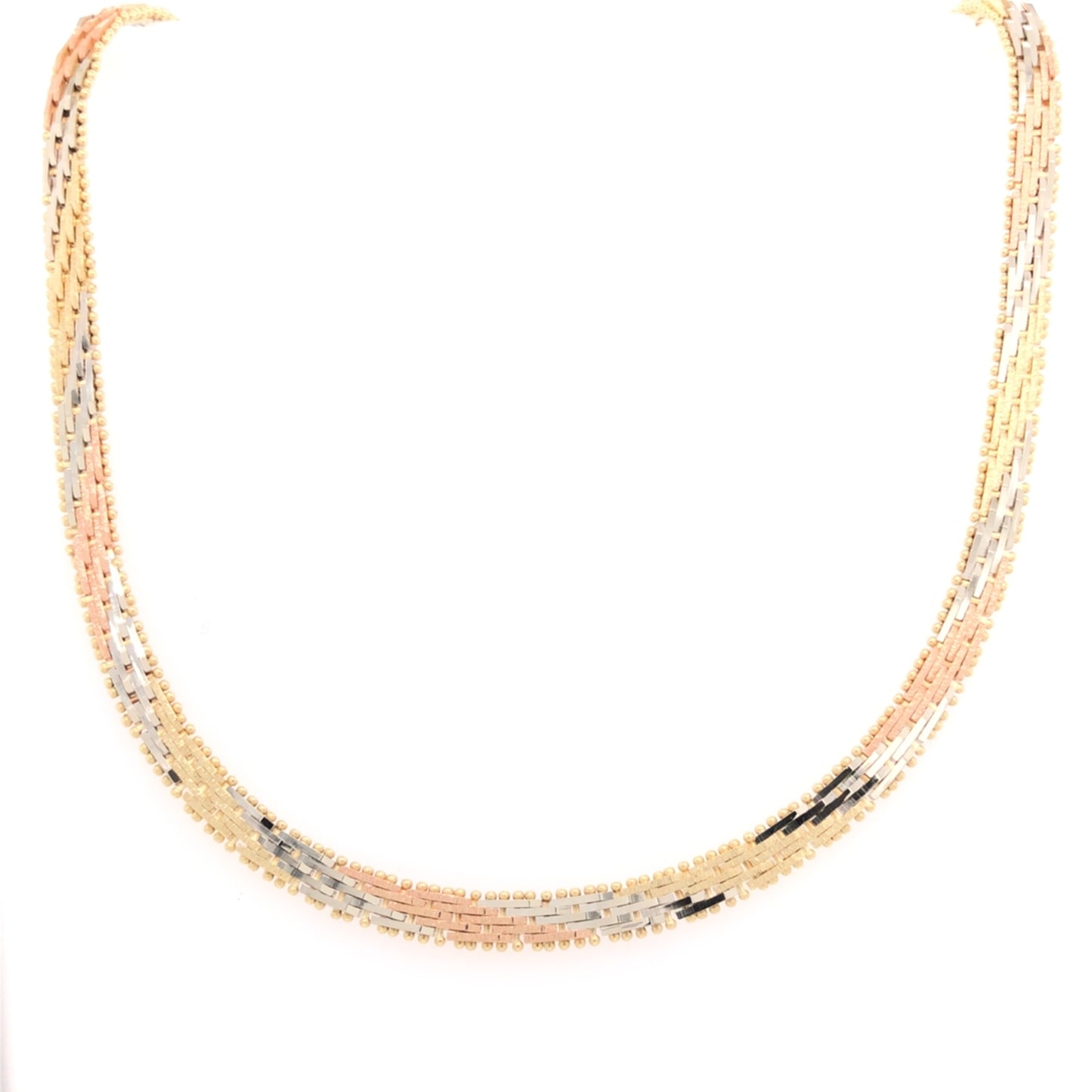 Estate 14K Gold Tri Color Diamond Necklace
