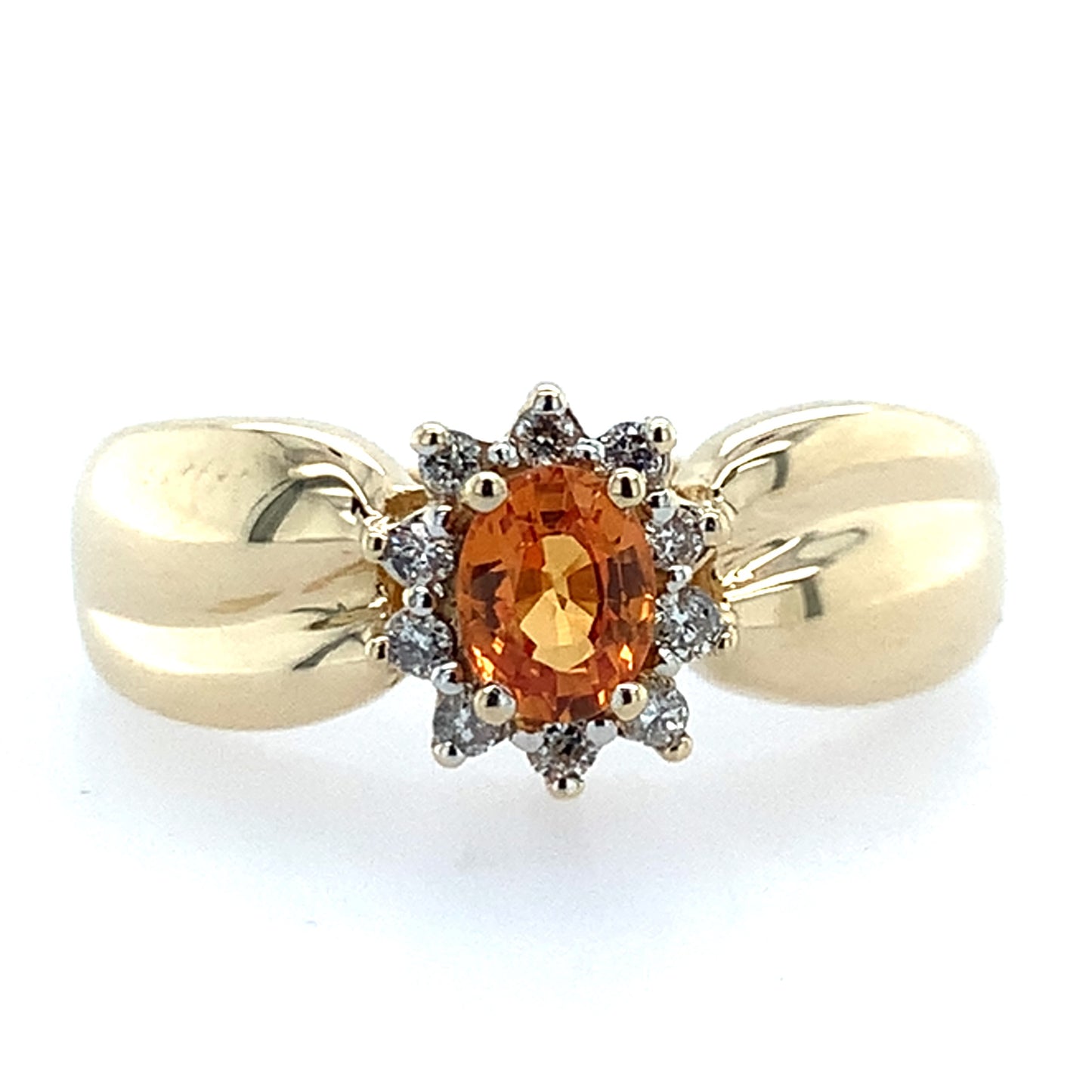 Estate 14K Gold Citrine & Diamond Ring