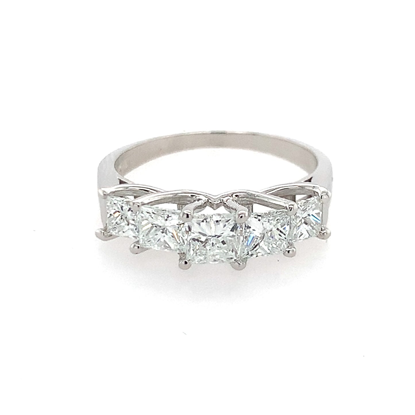 Estate 14K Gold 5 Stone Princess Cut Diamond Band