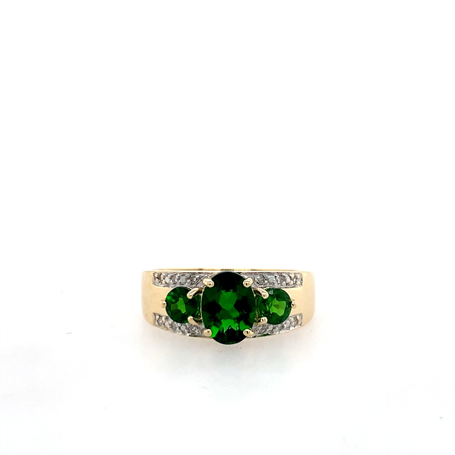 Estate 10K Gold 3 Synthetic Green Stone Ring