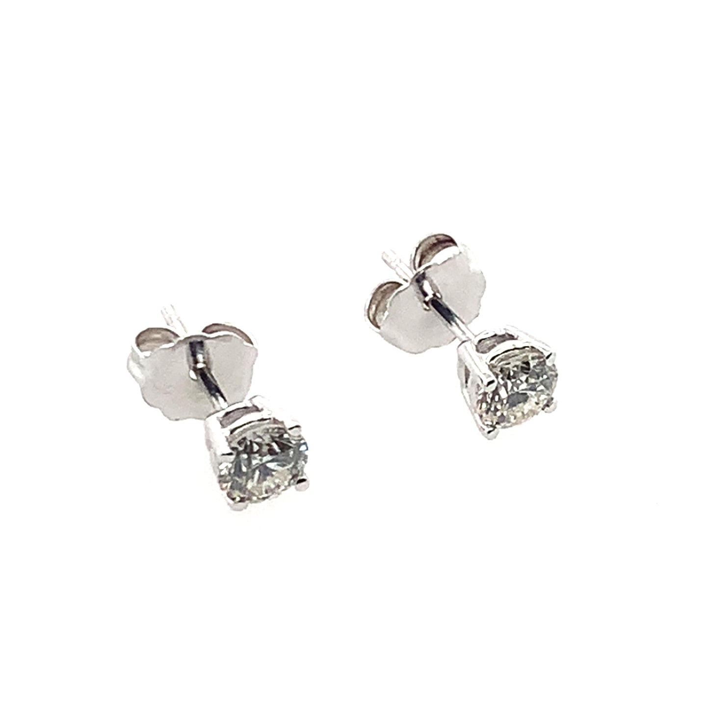 Estate 14K White Gold Diamond Prong Stud Earrings