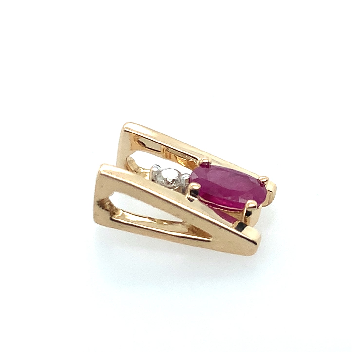Estate 14K Yellow Gold Ruby And Diamond Slide