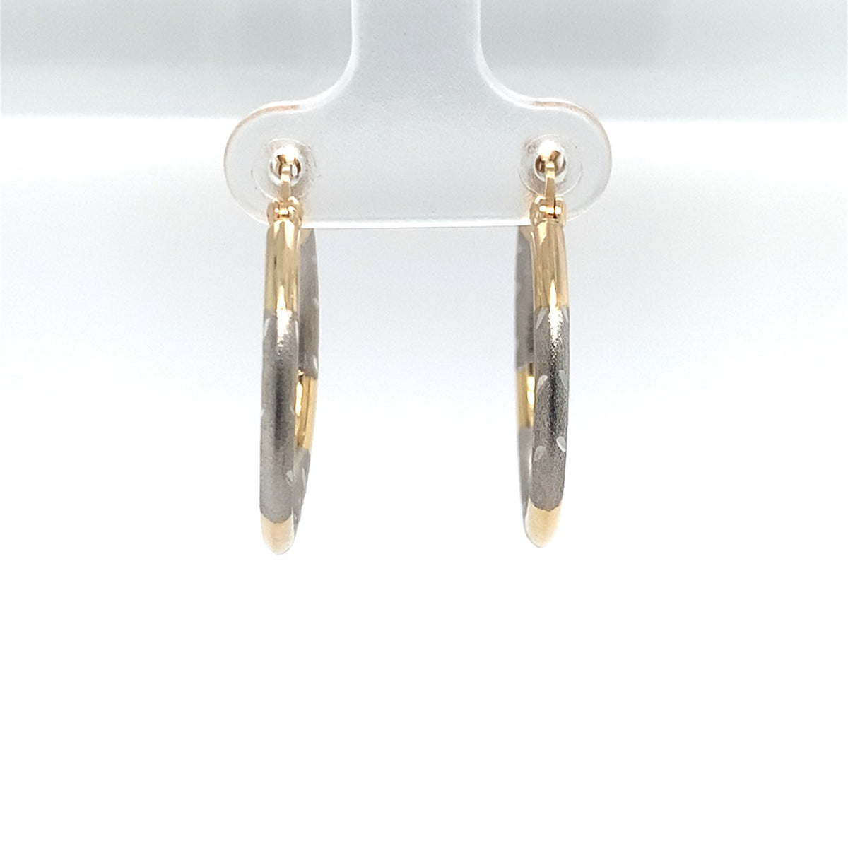 Estate 14K Two Tone Textured Diamond Cut Leaf Pattern Earrings **Final Sale No Warranty**