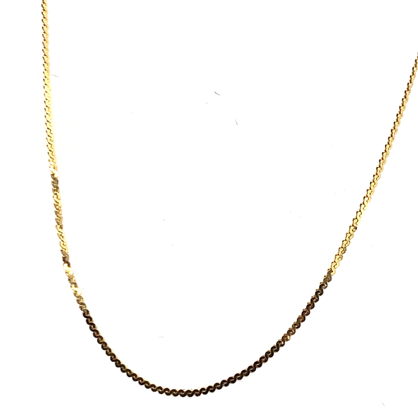 Estate 14K Yellow Gold Flat Herringbone Chain Necklace