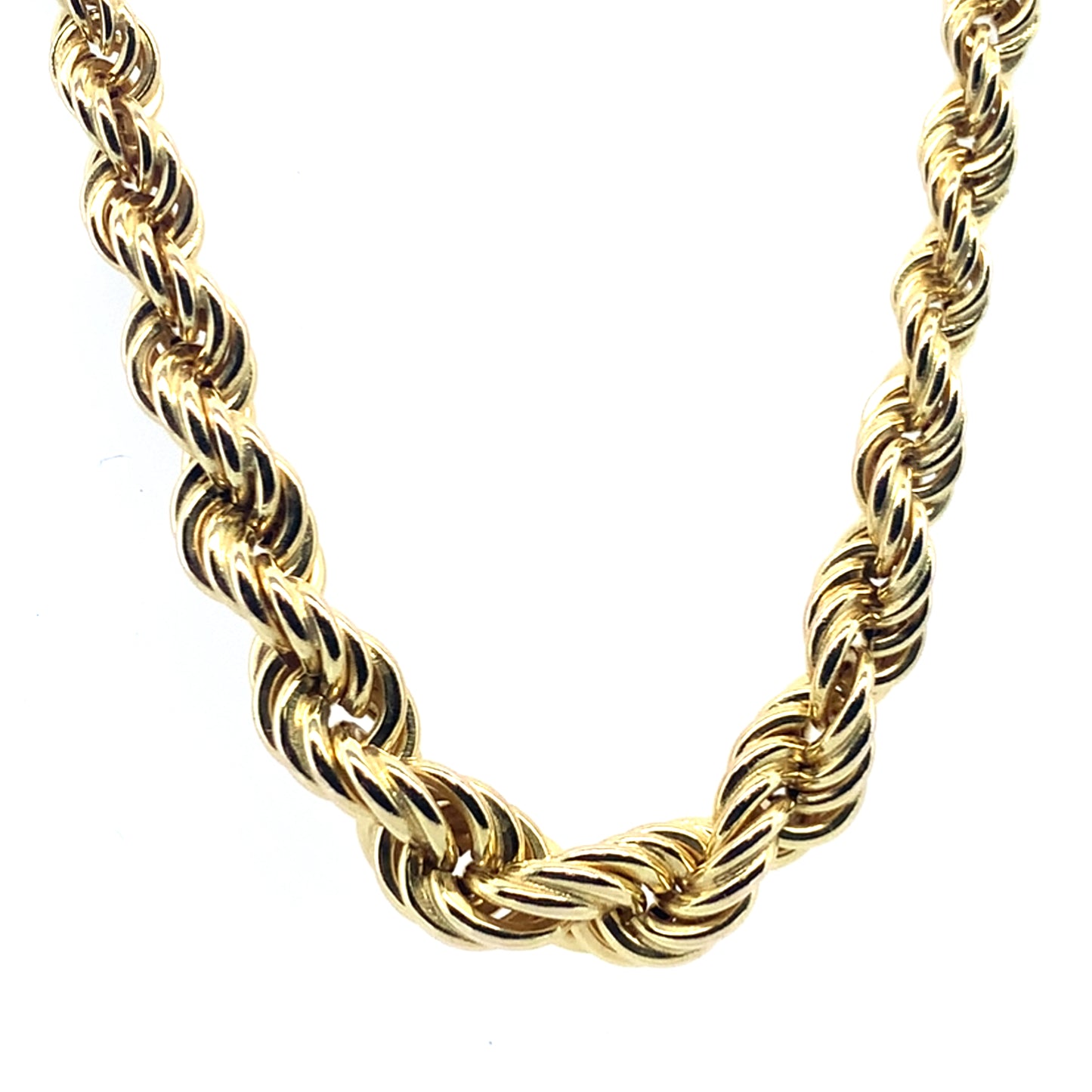 14K Yellow Gold Graduated Puffed Rope Chain **Final Sale No Warranty**