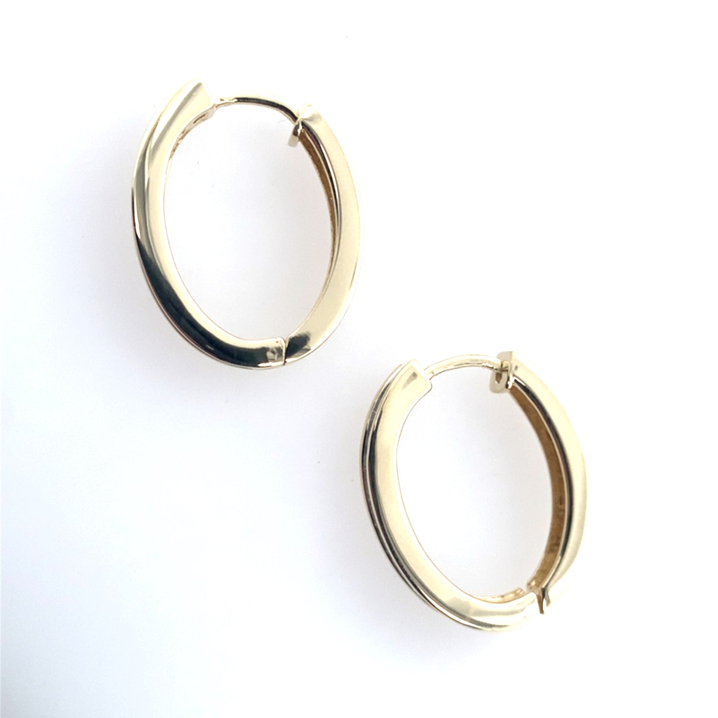 14K Yellow Gold Channel Set Diamond Oval Hoop Earrings **Final Sale No Warranty**