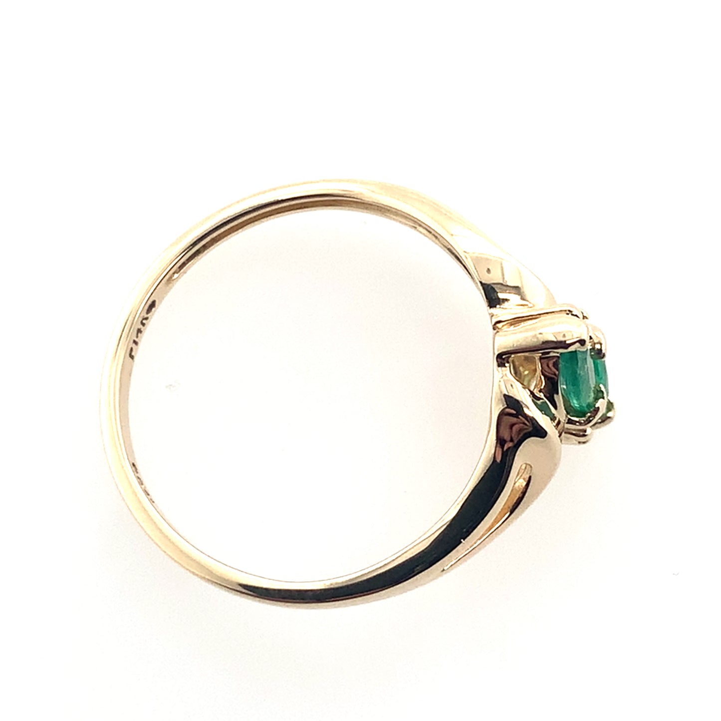 14K Yellow Gold Marquise Emerald And Dimaond Ring **Final Sale No Warranty**