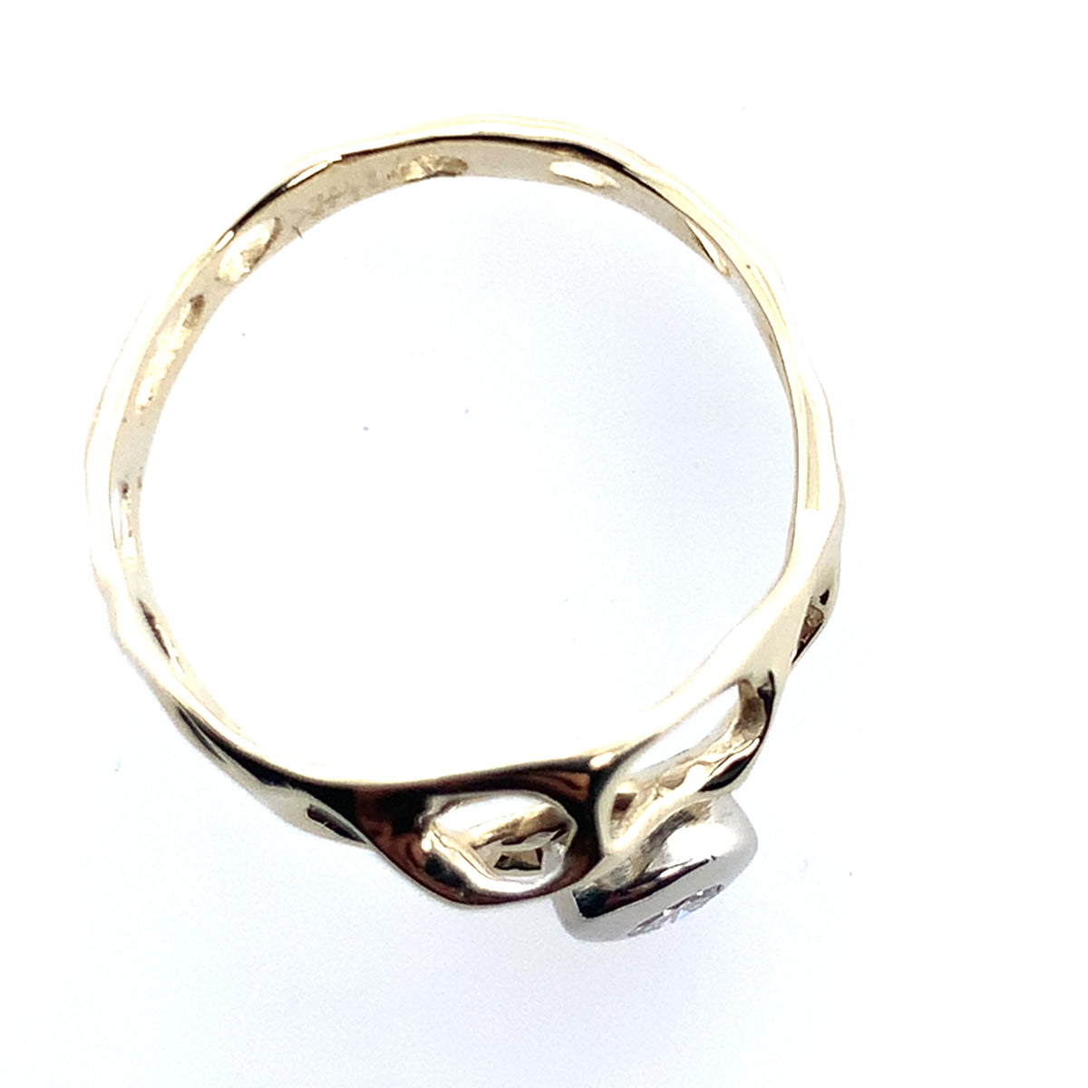Estate 14K Yellow Gold Bezel Set Diamond Openwork Lace Fashion Ring **Final Sale No Warranty**