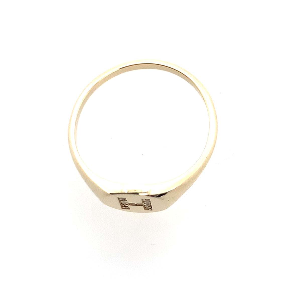 Estate 14K Yellow Gold Dimond "H" Mini Signet Ring **Final Sale No Warranty**