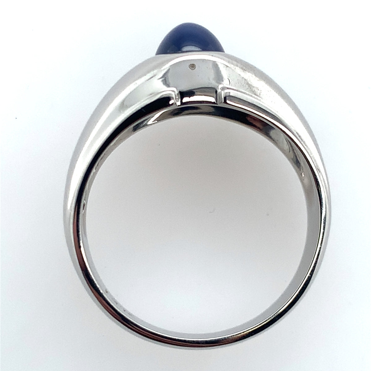 Estate 14K White Gold Blue Star Sapphire Signet Ring **Final Sale No Warranty**