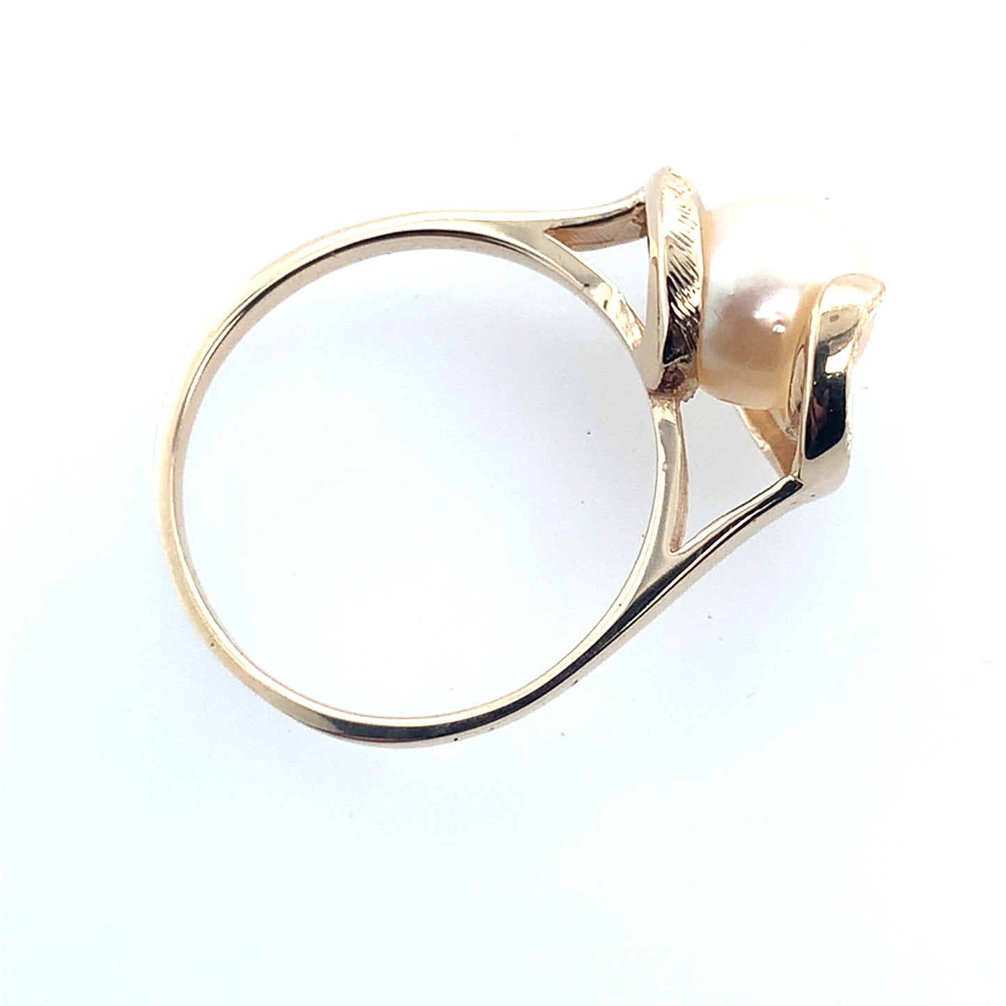 Estate 14K Yellow Gold Pearl Swirl Design Ring