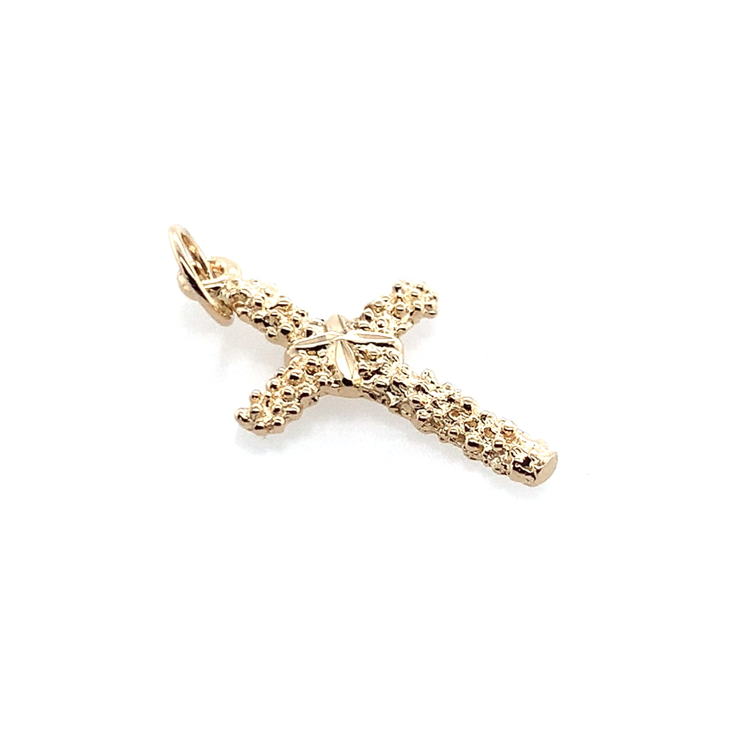 Estate 14K Yellow Gold Gold Nugget Style Cross Pendant