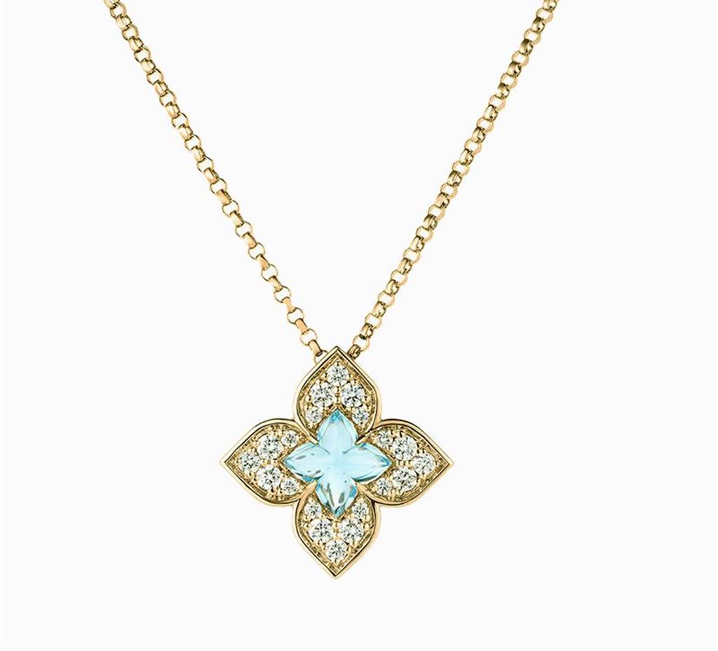 Roberto Coin Venetian Princess Carnival Blue Topaz & Diamond Flower Pendant