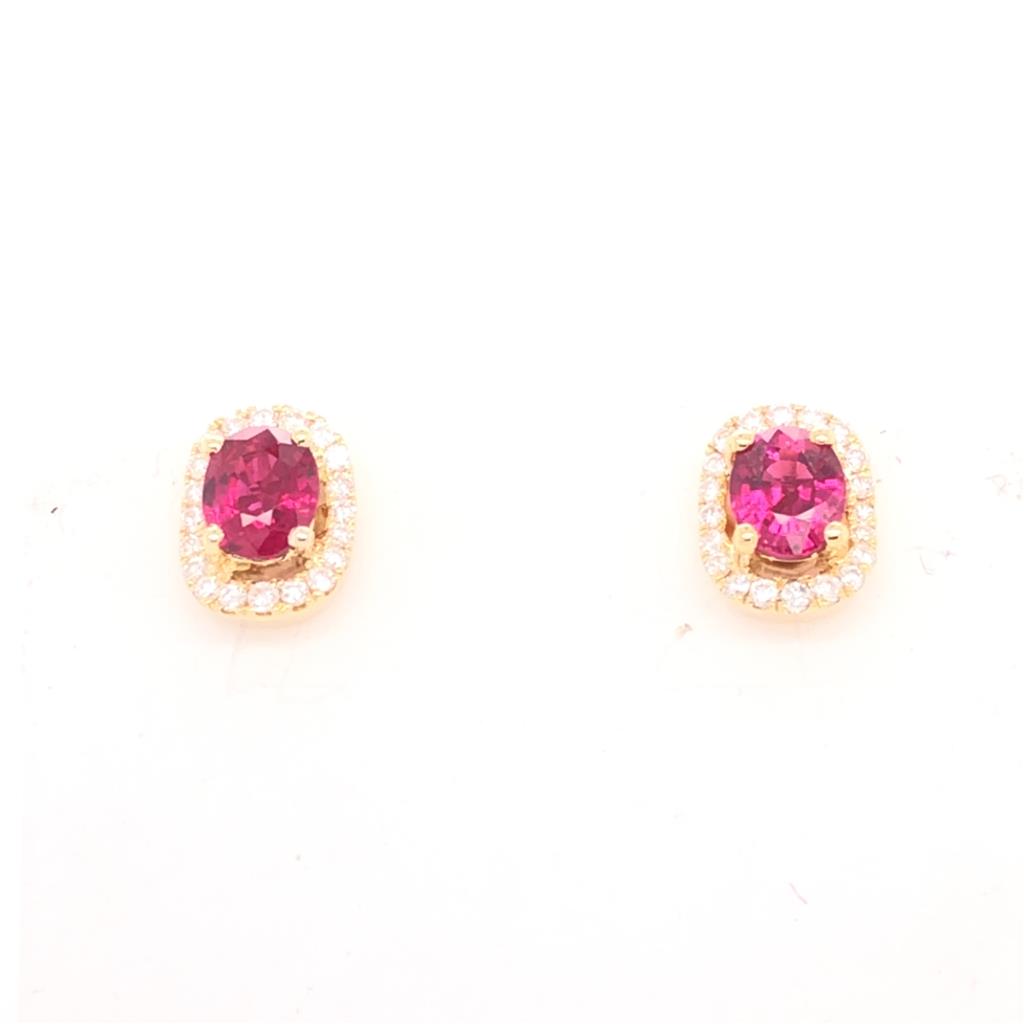 Rollands Design Ruby & Diamond Stud Earrings