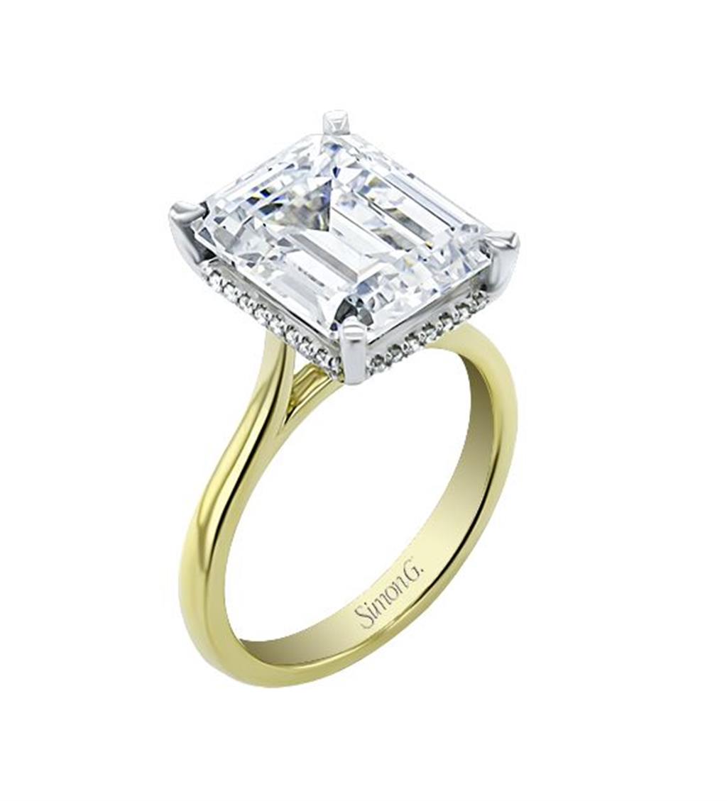 Simon G 18K Yellow Gold Hidden Halo Engagement Ring