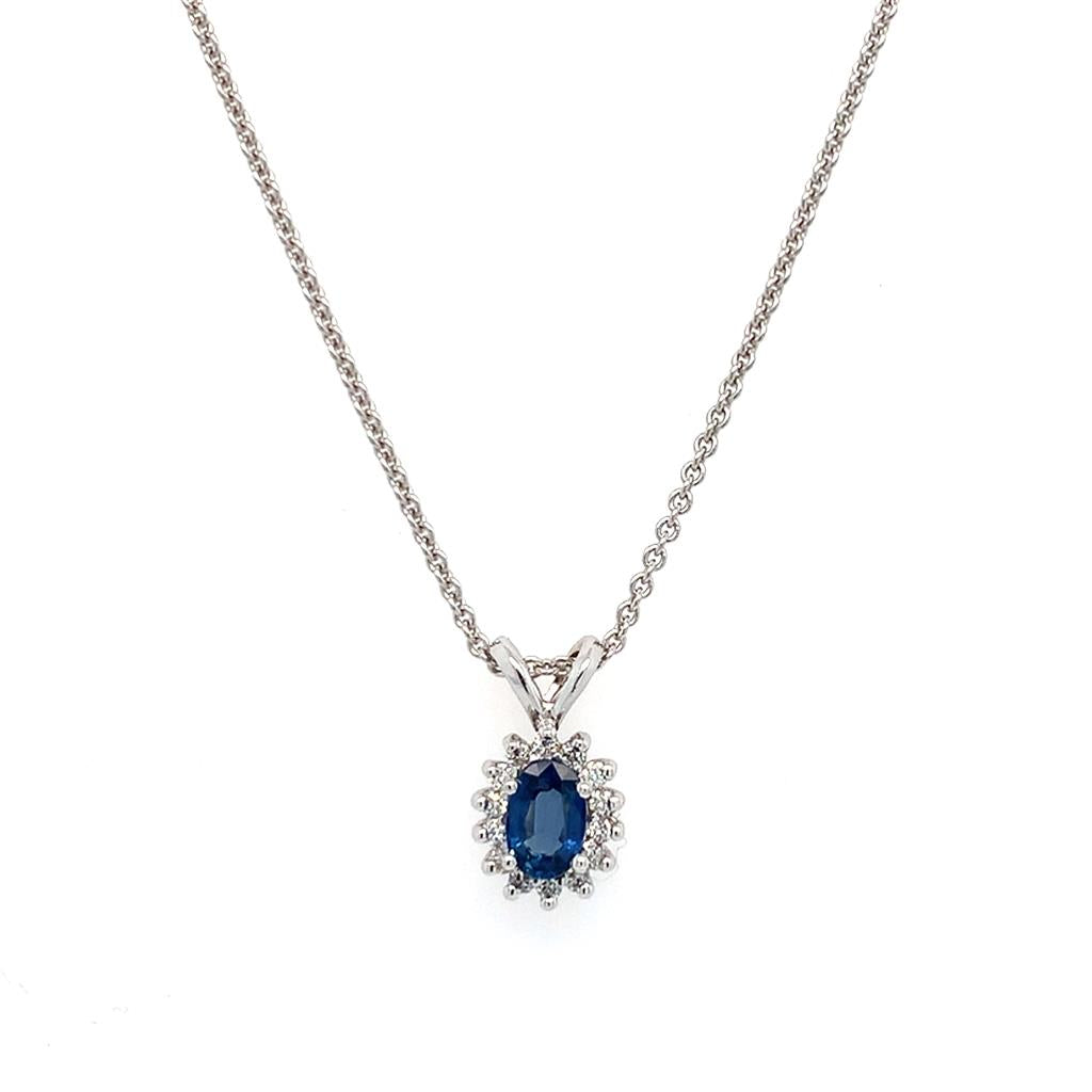 Estate 14K Sapphire And Diamond Necklace