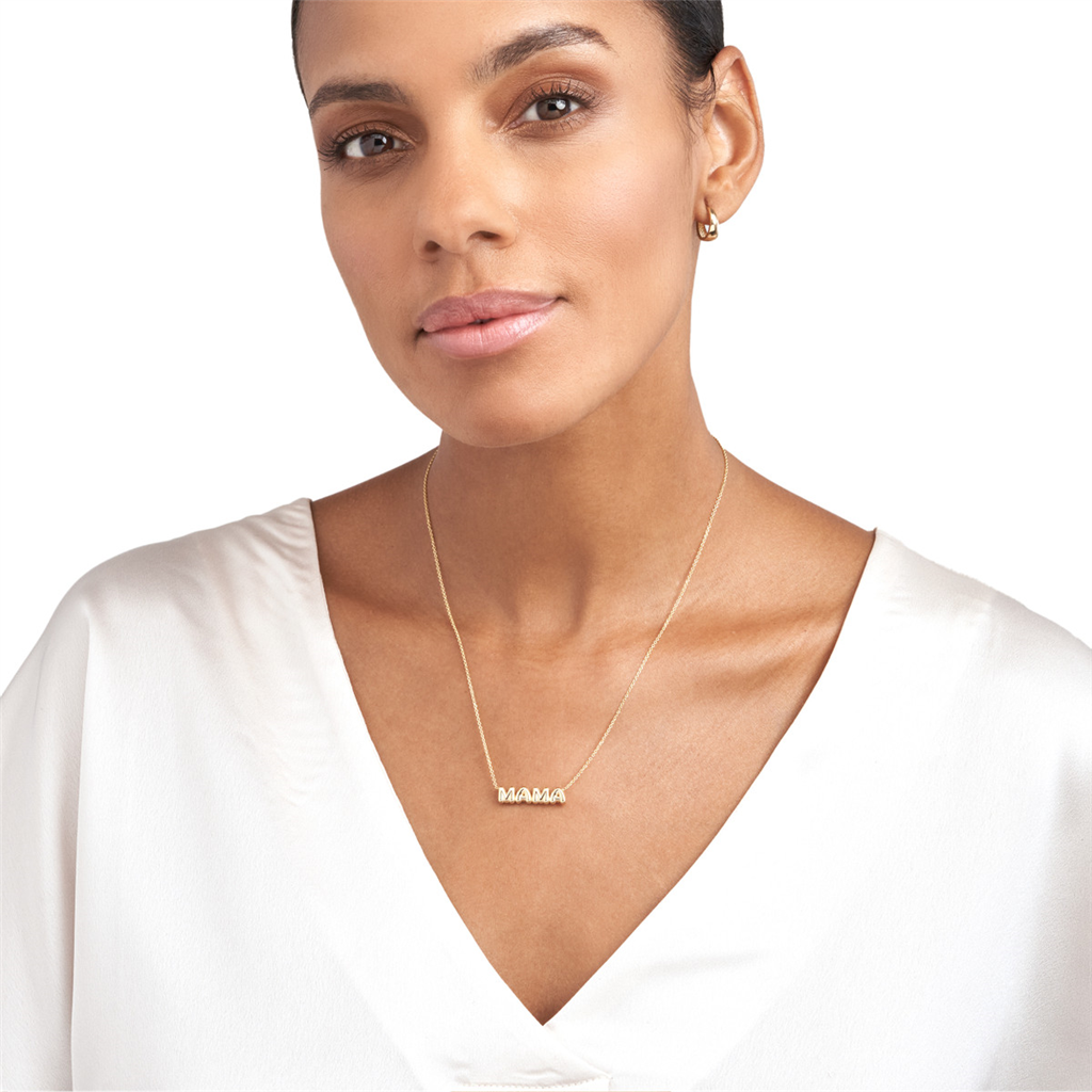 Rolland's Designs 14K Yellow Gold Puff "Mama" Necklace
