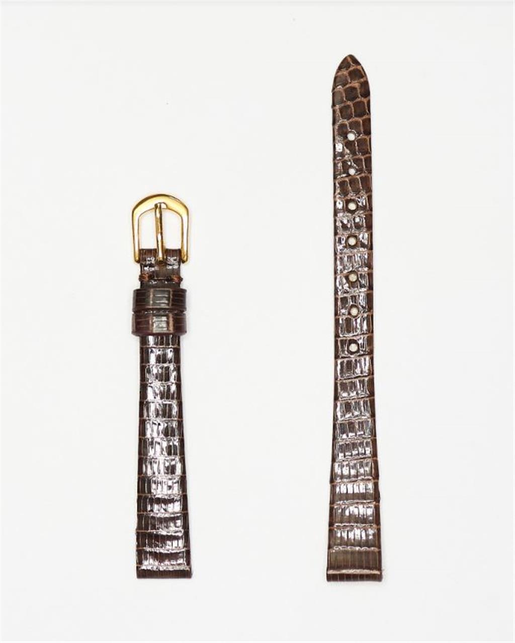 12Mm Brown Crocodile Leather Watch Strap