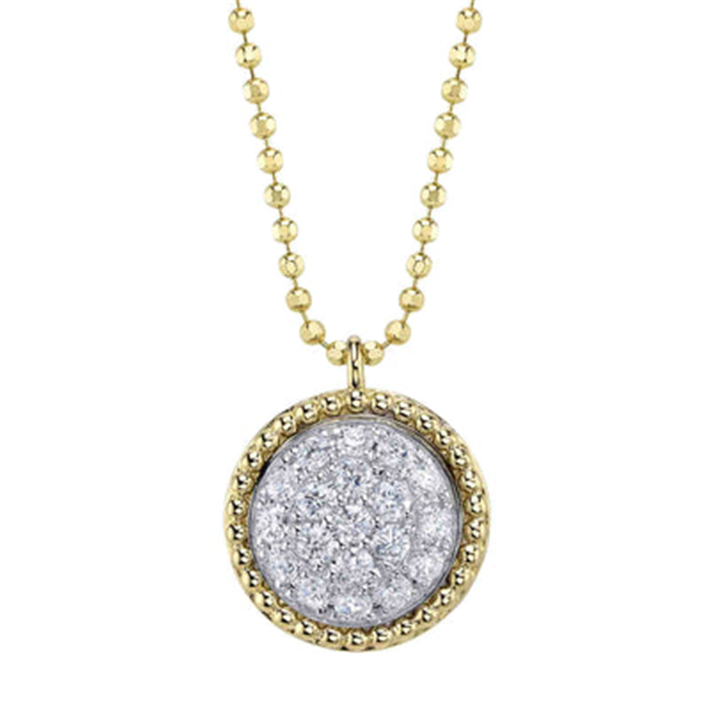 Shy Creation Two-Tone Diamond Circle Pendant