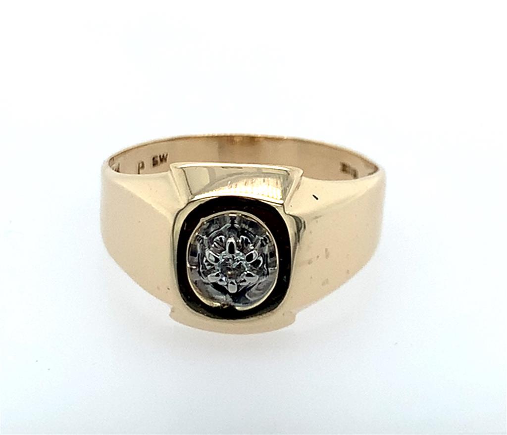 Estate 10K Gold Gents Diamond Ring