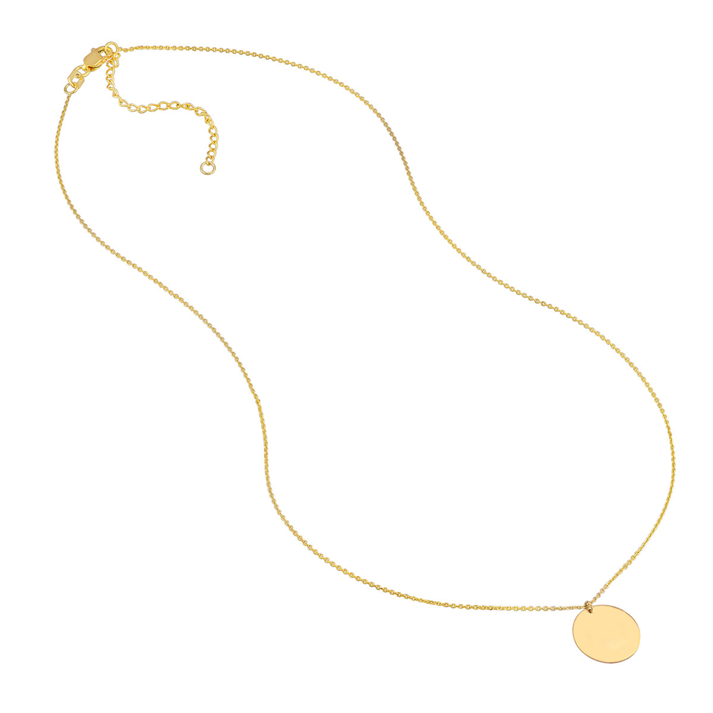 Rolland's Designs 14K Gold 13mm Engraveable Round Disc Pendant