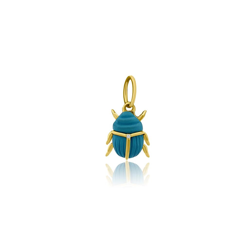 Rolland's Designs 14K Gold & Turquoise Beetle Bug Pendant