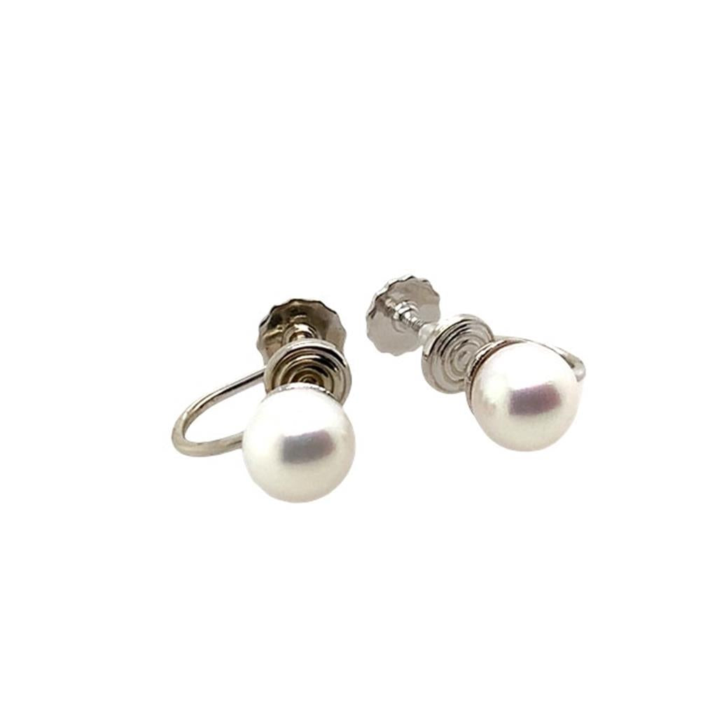 Estate14K Gold Screw On Pearl Earrings