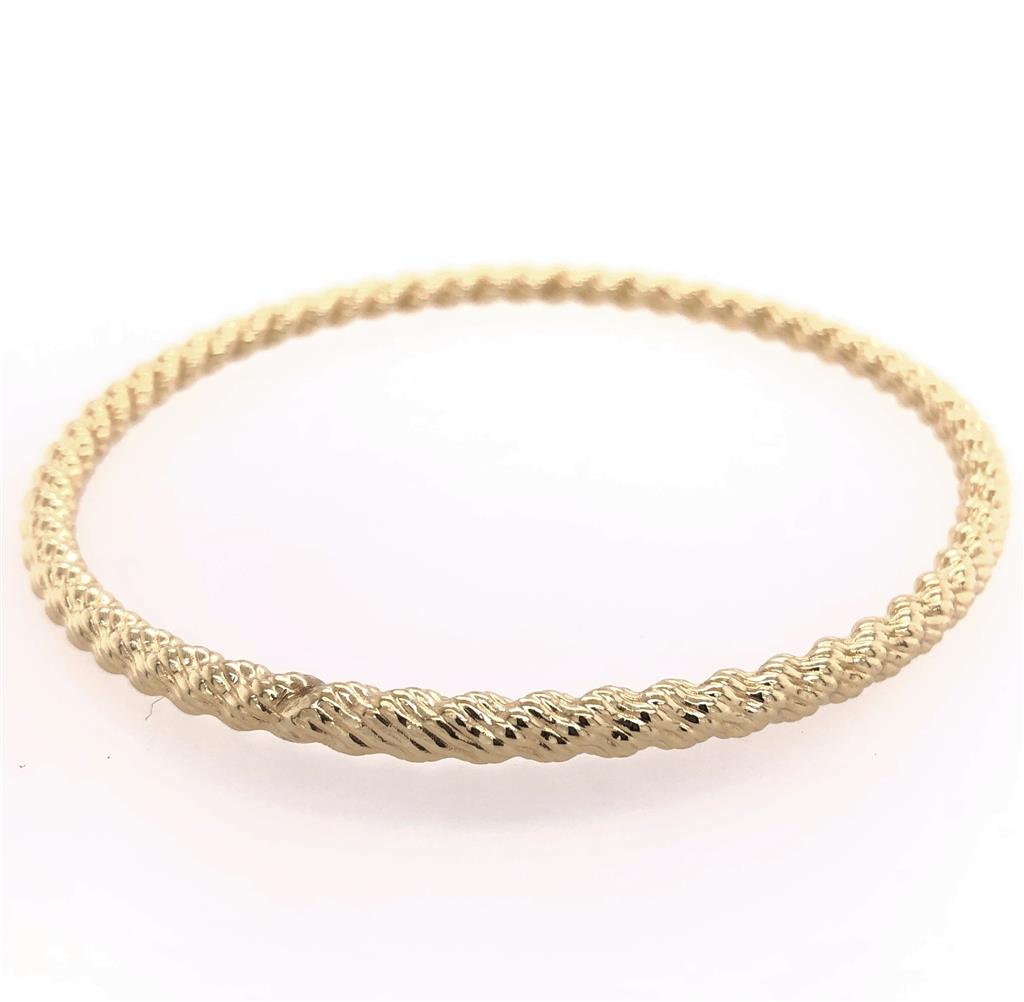Estate 14K Yellow Gold Rope Bangle Bracelet