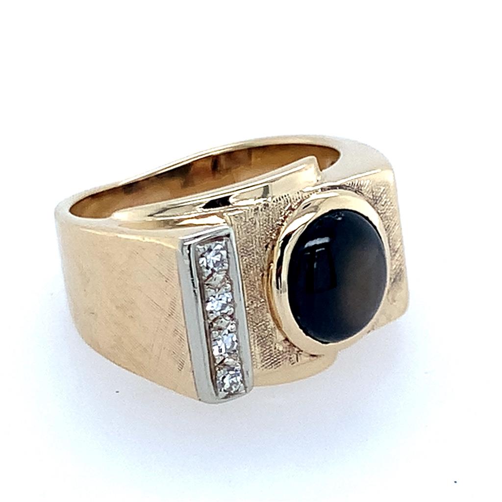 Estate 14K Gold Gents Cats Eye Ring