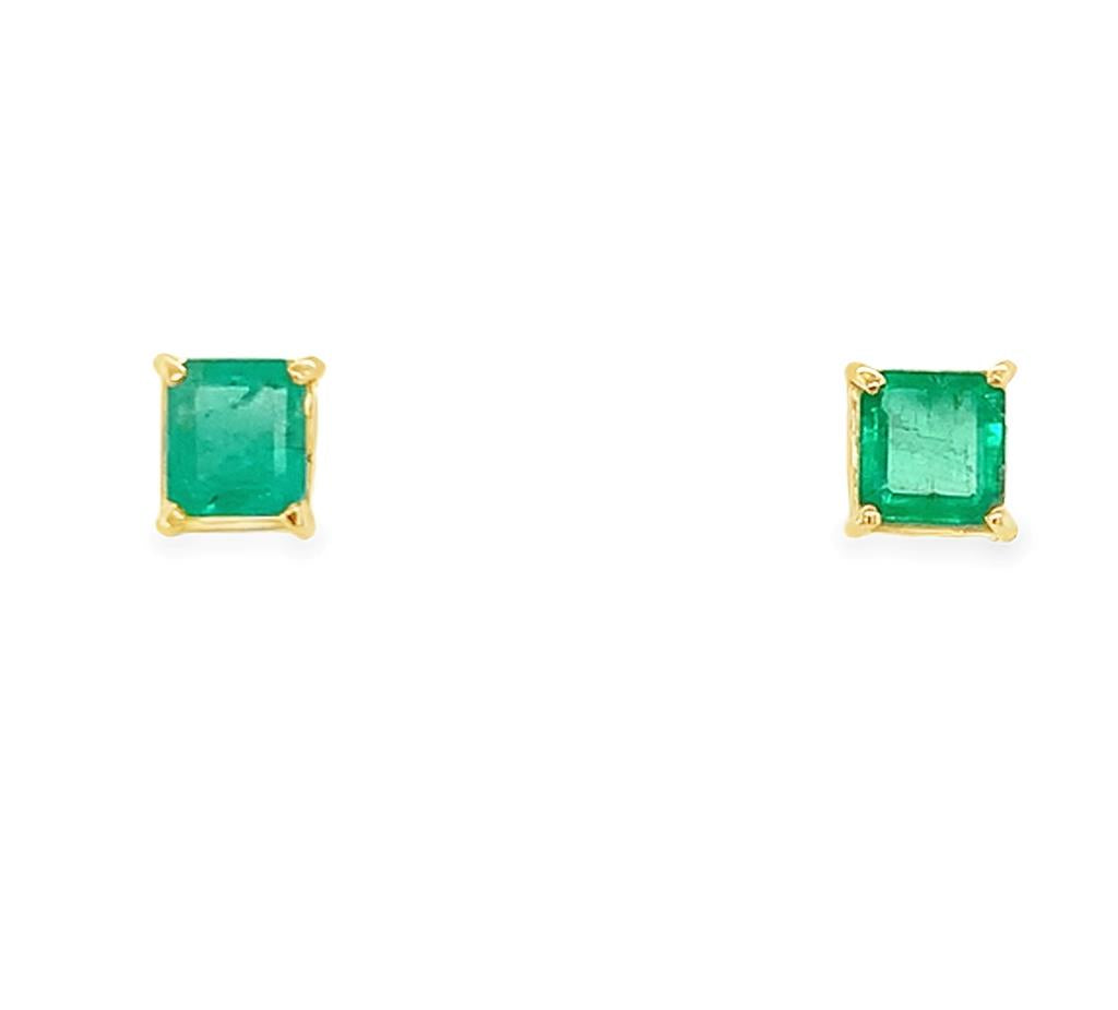 Estate 18K Square Emerald Studs