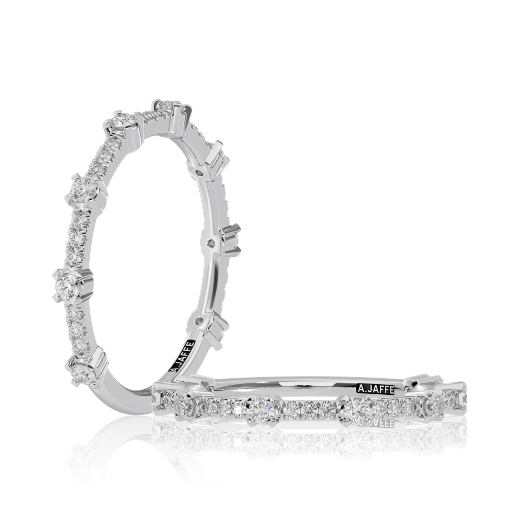 A Jaffe 14K White Gold Diamond Wedding Band
