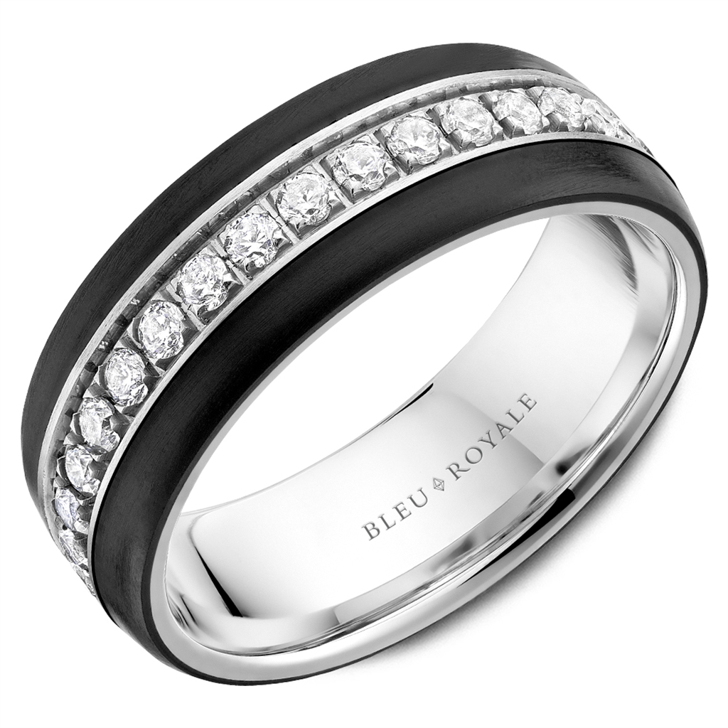 14K Gold & Black Ceramic Wedding Band