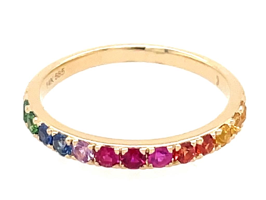 Dilamani 14K Yellow Gold Rainbow Sapphire Ring