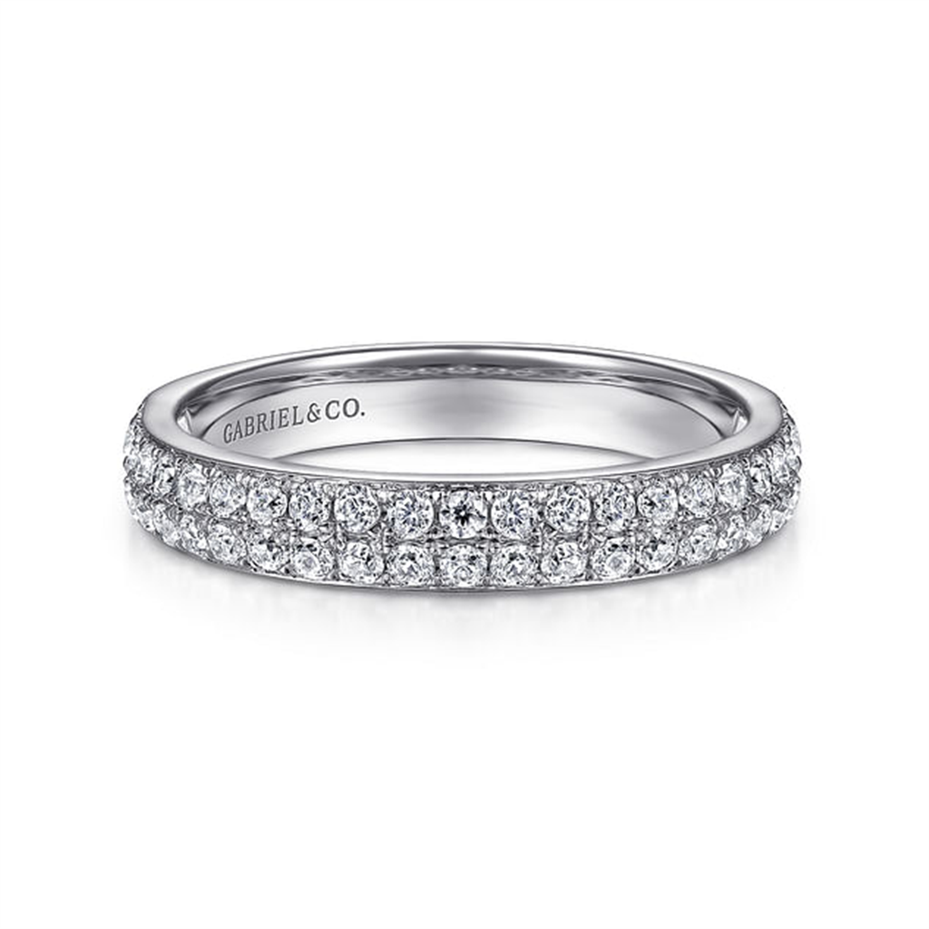 Gabriel And Co 14K White Gold Double Diamond Band