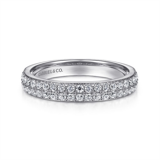 Gabriel And Co 14K White Gold Double Diamond Band