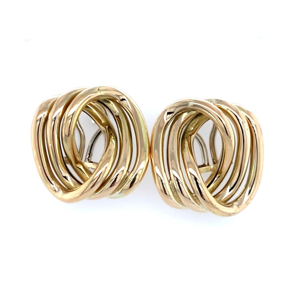 Estate 14K Gold Triple Tube Twisted Earrings