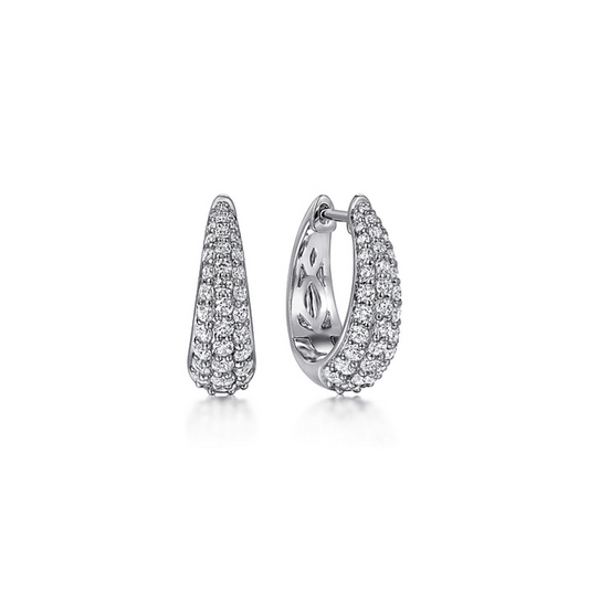 Gabriel And Co 14K White Gold Diamond Huggie Earrings